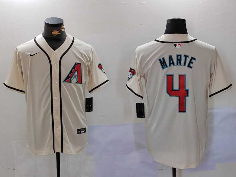 Mens Arizona Diamondback #4 Ketel Marte Cream Cool Base Limited Stitched Jersey->arizona diamondbacks->MLB Jersey